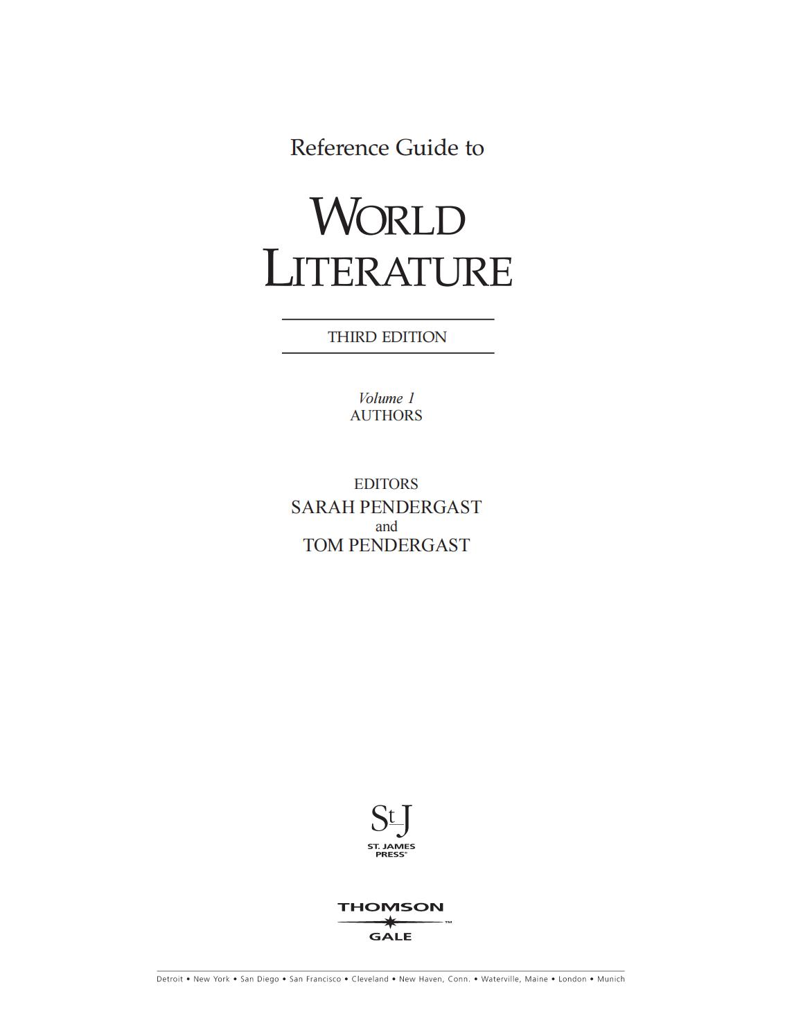 《世界文学参考指南》（第三版） REFERENCE GUIDE TO WORLD LITERATURE, 3rd EDITION 下载